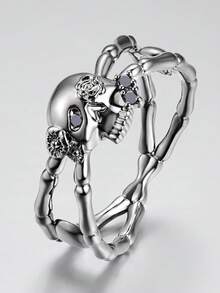1pc Cubic Zirconia Skull Halloween Women's Matching Ring - skull - View 2