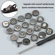 4/8Sets Men's Detachable Adjustable Metal Buttons, Beach Shoes Sandals Slippers Fixing Buckles, Rivet Buckles For Fixing Heel Straps - Multiple Styles - View 10