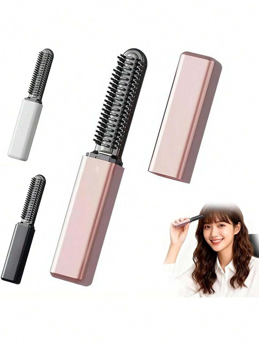 Mini Hair Straightener For Bangs, Mini Cordless Straightener USB Type-C Rechargeable, Portable Pocket Hair For Travel, Compact Heat Comb For On The Go Touch Ups Battery Capacity 800mAh - Multicolor - View 1