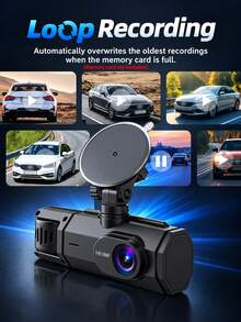 Kamera Dasbor Lensa Ganda HD 1080P (Depan dan Belakang) dengan Layar IPS 2 Inci, Sudut Pandang Lebar Depan 170° dan Sudut Pandang Lebar Belakang 140°, Sistem Bantuan Mengemudi ADAS, Sensor G, Perekaman Berulang, Penglihatan Malam, dan Mode Parkir 24 Jam – Kartu SD Tidak Termasuk - A - View 3