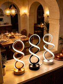 1pc Double Helix 3-Color Dimmable Creative Decorative Table Lamp, USB Powered Warm Romantic LED Atmosphere Light, Bedroom Bedside High-End Night Light - Multicolor - View 1