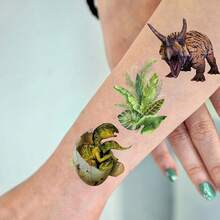 10 Realistic Dinosaur Pattern Design Temporary Tattoo Stickers, Suitable For Arms, Face, Legs, Body Art Decoration, Perfect For Festivals, Parties, Birthday Gifts, Gift Bag Fillers - Multicolor - View 2