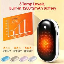 Double-Sided Hand Warmer, Fast Heating, 3 Temperature Settings, Portable Pocket-Sized - Multicolor - View 3