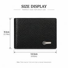 2pcs Men's Black PU Leather Wallet And Belt Set, Textured Bifold Wallet, Automatic Buckle Belt, Business Casual Gift For Him, Fall Everyday Essentials - Black - View 4