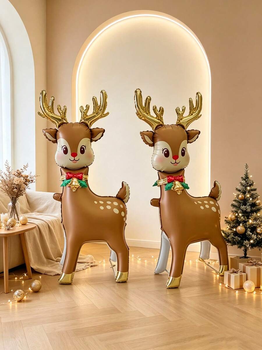 2pcs 48.03 Inch Standing Bell Deer Shaped Balloons, Suitable For ...