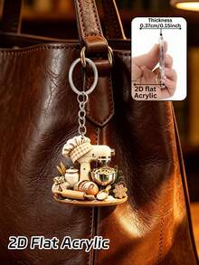 2D Flat Acrylic Decorative Ornament With Baking Mixer Pattern, Christmas-Themed Keychain, Bag Charm. Christmas Baking Gift, Bread Machine Pattern Handbag Charm, Cooking Enthusiast Souvenir, Suitable Birthday Gift, Halloween Christmas Mother's Day Gift - Multicolor - View 4