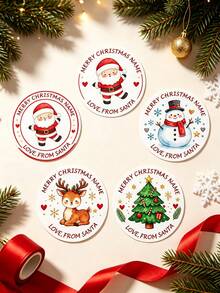 Personalized Christmas Stickers, Customized Name Gift Tags, Santa Claus Gift Tags, Holiday Packaging Stickers, Christmas Eve Gift Box Labels, Holiday Parcel Decoration, Gift Wrapping Accessories, Holiday Party Supplies, Christmas Gift Tags - Multicolor - View 10