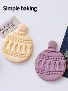 4 Pcs (1 Cut And 3 Impressions) Christmas Bead Cookie Cutter. Christmas Decoration Cookie Mold, Kitchen Baking Tool For Holiday Parties, Round Cookie Stamp - View 10