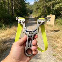 Stainless Steel Slingshot, Suitable For Outdoor Shooting Practice, Flat Rubber Band Quick Release Slingshot, Portable Metal Slingshot, Suitable For Outdoor Competition And Entertainment Training - Silver - View 8