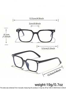 2pcs 3-8 Years Old Kids Square Metal Rivet Decor PC Frame Lightweight Solid Color Glasses, Suitable For Daily Wear, With Glasses Case - Multicolor - View 6