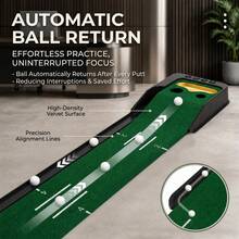Golf Putting Mat Automatic Ball Return, Dual-Hole Design With Bunker, Indoor Outdoor Golf Putting Trainer, Portable Practice Putting Green Mat For Home Office Backyard, Golf Training Aid Gift For Men Golfer - Dark Green - View 7