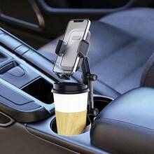 2 In 1 Car Cup Holder Phone Mount, 360° Rotatable Multi-Joint Adjustable Car Drink Cup & Phone Holder, Stable Clamp Cell Phone Stand For Car, Fits Most Vehicle Cup Slots, For Navigation & Drink Storage While Driving - Black - View 7