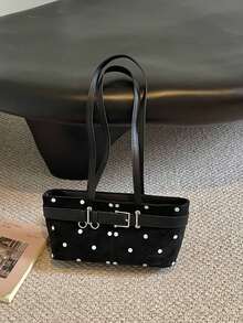 Niche, Design-Forward Polka-Dot Women's Shoulder Bag, Accented With A Vintage Biker-Style Belt Buckle. - Multicolor - View 12