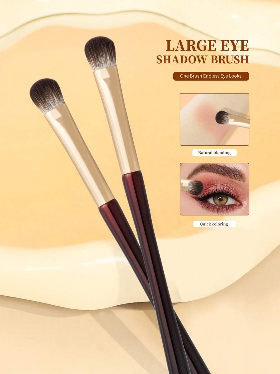 1/2 Pieces New Detail Eye Shadow Brush, Eye Makeup Brush. Large Eye Shadow Blending Brush With High-Resilience Bristles To Create A Natural Eye Makeup Look. Portable For Eye Blending, Base Application, And Detail Highlighting. - Chocolate Brown - View 1