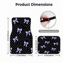 4pcs Crystal Velvet Car Floor Mats, Polka Dot Bow Design, 2D Print, Full Coverage Colorful Print, Suitable For Most Car Models - Soft And Durable Floor Protection. Universal Car Interior Floor Mats - one-size - View 6