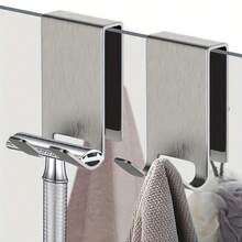 Multifunctional Stainless Steel Rust-Proof Over-The-Door Shower Hook | Heavy Duty Space-Saving Clothes/Coat/Towel Rack, Tool-Free Installation, Modern Storage, Suitable For Shower/Closet/Entryway, Durable Home Organization - Multicolor - View 3
