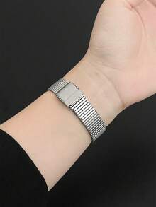 Compatible With Xiaomi Band Metal Strap Stainless Steel Woven Mesh Band Business Fashion Unisex Replacement Wristband - Silver - View 4