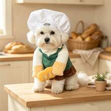 Set Kostum Koki Lucu untuk Hewan Peliharaan dengan Topi Hamburger, Pakaian Anjing untuk Anjing Kecil, Sedang, dan Besar - MultiWarna - View 6