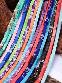 1 Strand 4x13mm Natural Stone Beads Rectangle Emperor Stone Loose Spacer Beads For Jewelry Making DIY Unique Bracelets Necklace Earrings - Multicolor - View 3