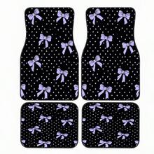 4pcs Crystal Velvet Car Floor Mats, Polka Dot Bow Design, 2D Print, Full Coverage Colorful Print, Suitable For Most Car Models - Soft And Durable Floor Protection. Universal Car Interior Floor Mats - one-size - View 13
