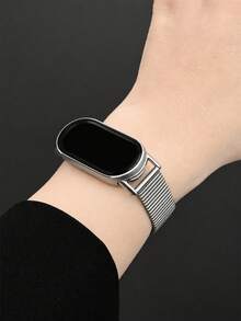Compatible With Xiaomi Band Metal Strap Stainless Steel Woven Mesh Band Business Fashion Unisex Replacement Wristband - Silver - View 3