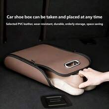 Portable Car Storage Shoe Box, PU Material, Car Organizer Storage Box, Trunk Storage Box, Vehicle Supplies Storage, Dedicated Shoe Storage For Passenger Seat, Black/Brown Optional V - Multicolor - View 5