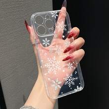 Casing Ponsel Motif Salju Minimalis Natal Musim Dingin, Kompatibel dengan Apple, Honor, Nothing, dan Model Ponsel Lainnya, Pilihan Hadiah yang Bagus untuk Pasangan dan Liburan - Clear - View 1