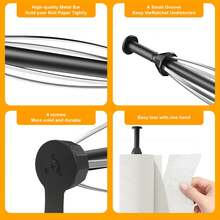 Paper Towel Holder, Under Cabinet Shock-Absorbing Paper Towel Rack, Under Cabinet Paper Towel Holder, Matte Black Metal Roll Holder With Shock-Absorbing Steel Wire, L-Shaped Bracket Wall-Mounted Paper Towel Dispenser, Suitable For Kitchen, Bathroom, RV - Black - View 11