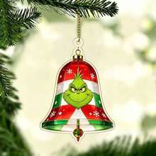 The Grinch 1pc Christmas Acrylic Hanging Ornament With Hanging Rope, Acrylic Material, Cartoon Christmas Tree Pendant, Funny Quirky Christmas Style, Christmas Tree Decorative Hanging Ornament, Suitable For Winter Christmas Tree Decoration, Window Display, Holiday Gift, Party Scene Decor - Multicolor - View 12