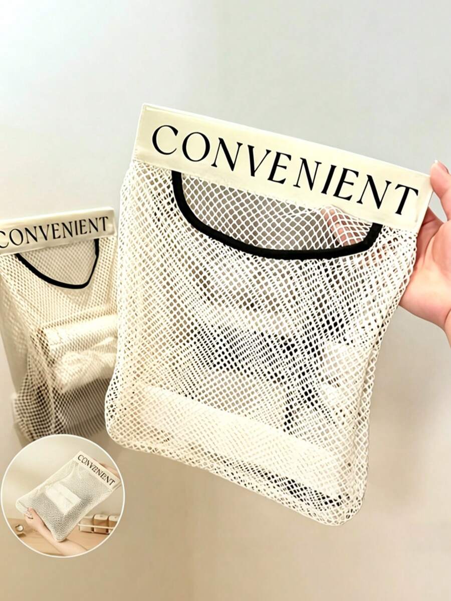 Mesh Storage Bag And Adhesive Hooks) Kitchen Hanging Mesh Storage Bag, Multi Functional Storage Bag,Reusable Over-The-Door Mesh Bag, Breathable And Easy-To-Access Design, Suitable For Storing Kitchen Utensils, Groceries, And Plastic Bags - Multicolor - View 1