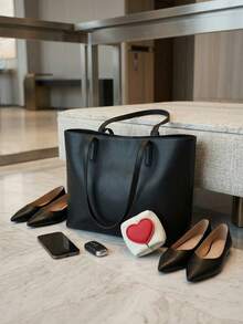 OBOVAY 1pc Heart-Shaped Coin Purse With Snap Closure, Suitable For Vanity Storage, Closet Organization, Jewelry Storage, Travel And Business Trips, Can Store Coins, Earrings, Rings And Other Jewelry - View 10