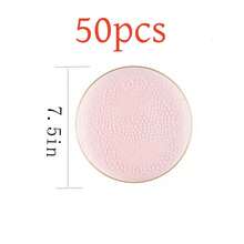 50/25/20/10pcs Pink Transparent Gold Rim Plates Set, 7.5 Inch/10.25 Inch Reusable Plates, Food Trays, Fruit And Snack Platters, Dessert And Salad Plates, Cheese And Candy Trays, Multi-Purpose Tableware For Parties, Weddings, Birthdays, Picnics, Holiday Events, Easy To Clean, Suitable For Elegant Home And Event Table Settings - Light Pink - View 21