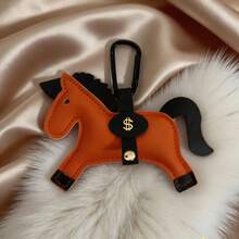 1pc Colorful Pony Leather Keychain, Cute Horse Shape Pendant, Creative Bag Charm, Wallet Hanging Accessory, Stylish Key Ring Decoration For Teens & Adults - Multicolor - View 2