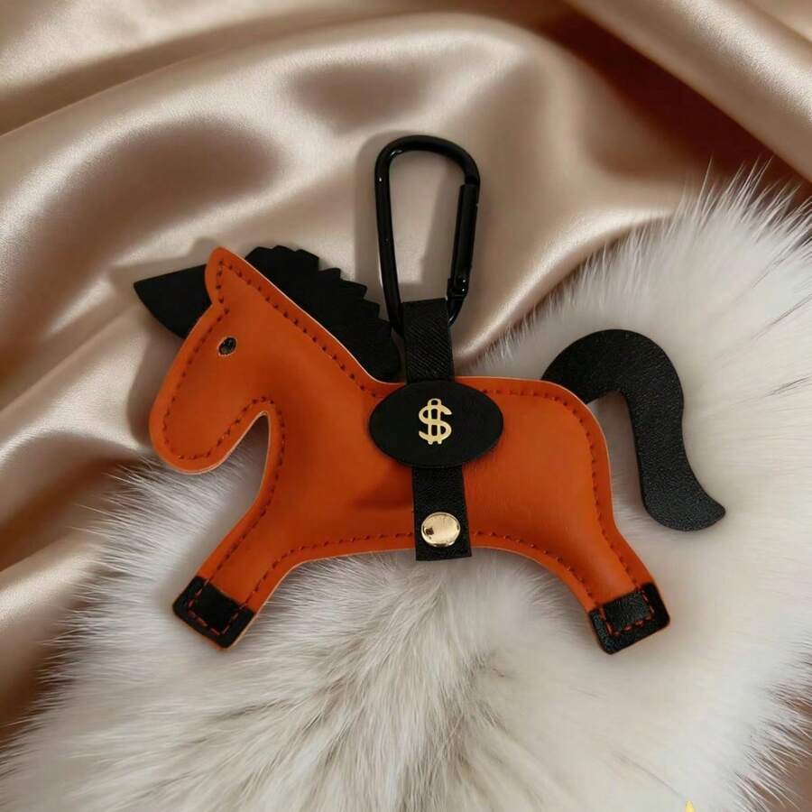 1pc Colorful Pony Leather Keychain, Cute Horse Shape Pendant, Creative Bag Charm, Wallet Hanging Accessory, Stylish Key Ring Decoration For Teens & Adults