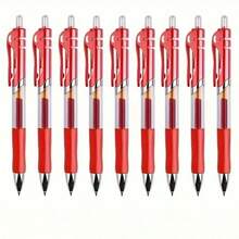 12pcs Kawaii Gel Pen Set, Extra-Fine Point 0.5Mm, Retractable Plastic Balls, Round Body, Black/Blue/Red Ink, For School And Office Stationery - A - View 12
