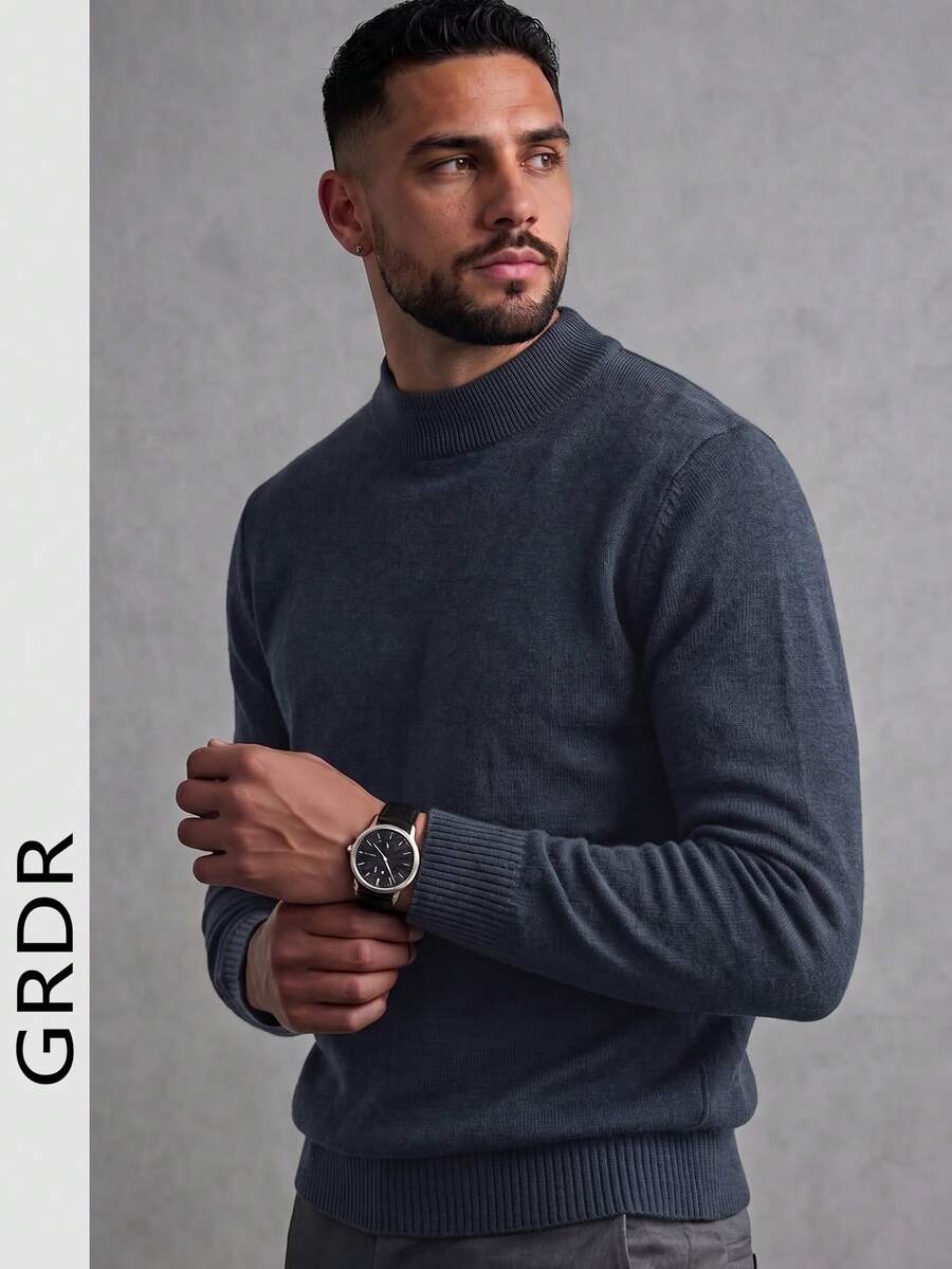 GRDR Autumn/Winter New High Neck Soft Pullover Sweater, Casual Knit Top Warm Base Layer