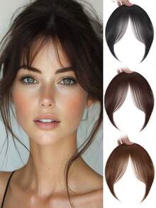 3D 8-Shaped Bangs Hair Piece For Women, Top Hair Extension For Volume And Fluffiness, Seamless Forehead Contour, French Style Natural-Looking Synthetic Bangs - Multicolor - View 2