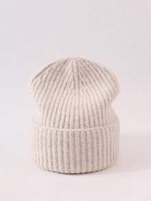 3pcs Ribbed Knit Beanie Hat Set, Minimalist Solid Color Loose Fit Warm Ear Protection Hats For Men & Women, Autumn/Winter - 3pcs - View 27
