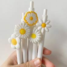 白色向日葵主題中性筆，適用於日記、辦公使用、婚禮禮物及新娘派對伴手禮 - B - 查看 1