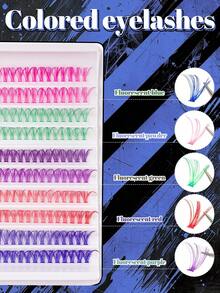 200pcs 12/14mm Rainbow Color D Curl Vacation Style False Eyelashes, Soft Segmented Lashes, 5 Colors Available, Suitable For DIY Beginners, Perfect For Daily Wear, Party And Holiday Makeup, Colorful Fashion False Eyelashes - D - View 8