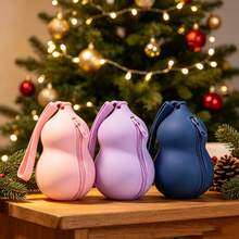 Cute Gourd-Shaped Silicone Makeup Bag, Mini Zipper Storage Pouch Key Bag For Earphones, Keys, Lipstick, Coins, Backpack Charm, Multi-Functional Storage Bag, Christmas Holiday Gift - Multicolor - View 6