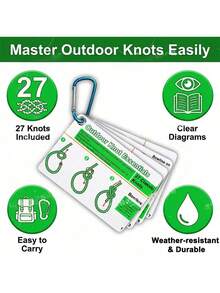 Outdoor Knot Tying Guide Card, 27 Types Of Knot Reference Guide With Mini Storage Clip, Simple Illustrated Portable Card, Suitable For Outdoor Climbing, Camping, Sailing, Hiking Survival Courses - Multicolor - View 7