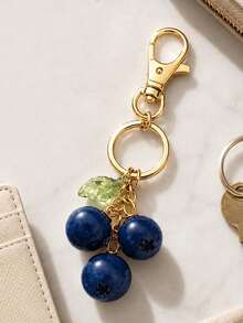 XD Fun Realistic Blueberry Keychain Bag Pendant, Women's Bag Accessory, Exquisite Car Key Charm Suitable For Daily Outfit Accessory/Holiday Gift - Multicolor - View 3