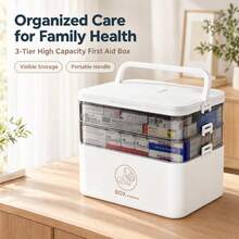 3-Layer Large Capacity Transparent Minimalist Medical Medicine Storage Box, Waterproof Sealed With Compartment Design, Handle, Home Desktop Bathroom Countertop First Aid Medicine Box, Multi-Functional Multi-Layer Portable Handheld First Aid Bag, Family Medical Storage Box, Outdoor Travel Emergency Medicine Organizer, Nurse Car Storage Tool, With Lid Moisture-Proof Lock Compartment Tool Box, Camping Business Trip School Dormitory Home Backup Medicine Box, Plastic Multi-Functional Large Size Organizer Box, Dust-Proof Storage Box - Multicolor - View 4
