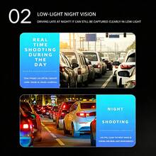 Kamera Dasbor Panoramik 4 Lensa Definisi Tinggi Wifi, Penglihatan Malam Cahaya Rendah, Perekaman Panoramik 360°, Perekaman 4 Kamera, Sensor Tabrakan, Dilengkapi dengan Perekaman Berulang 64Gb, Interkoneksi Ponsel, Kapasitas Baterai 150mAh - perekam 4-rekaman - View 4