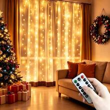 1PC Multicolor Curtain String Lights, LED Decorative Lights, Hanging Fairy String Lights, 8 Lighting Modes, For Wedding, Home, Bedroom, Outdoor, Wall, Garden, Party Decoration - Curtain Lights - View 10