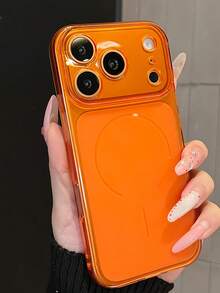 奢華透明清透相機保護軟手機殼，相容 iPhone 18 Pro Max 18 Pro 17 Pro Max 17 16 15 14 13 Pro Max，鏡頭保護後蓋 - 橘色 - 查看 3