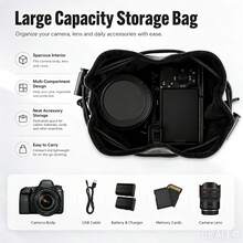 PULUZ Camera Inner Protective Pouch, Thick Padded Portable Storage Bag With Shoulder Strap, Suitable For Mirrorless And DSLR Cameras, Size M, Black - View 3