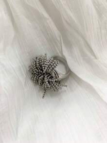 Cincin Kembang Api Gaya Korea Minimalis dengan Rumbai, Cincin Jari Telunjuk Desain Unik, Cincin Mewah Modis yang Dipersonalisasi - Perak - View 2
