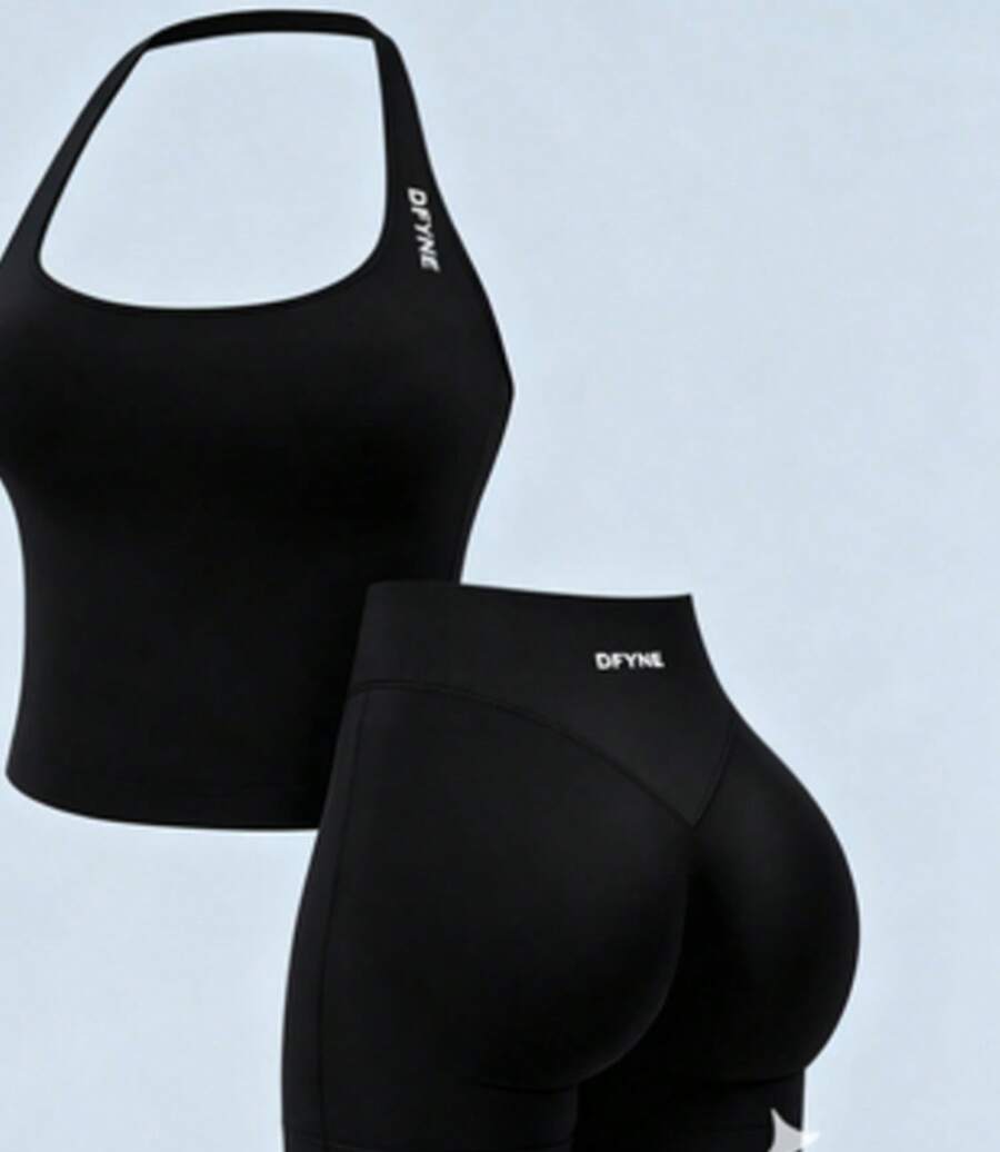 Women Two-Piece Outfits - Black (vest + Shorts) - View 1